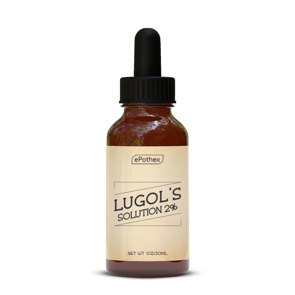 Lugols Lösung 2% 1oz Glas Dropper Flasche. Enthält Kaliumjodid und Jod, 30ml
