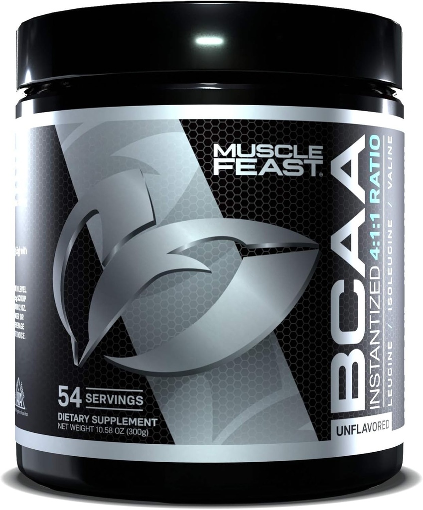 Muscle Feast Vegan BCAA Pulver 4:1:1 Ratio Keto Freundlicher Zucker Kostenlose Post Workout Erholung, entflammt, 300g...