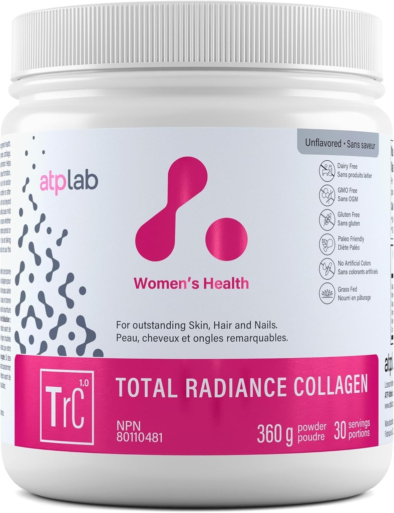 ATP LAB polvere di collagene di radiazione totale, non infiammata, 360g - Peptidi di collagene idrolizzati Premium per le donne - Polvere di proteine del collagene Vegan-Friendly, supporto per pelle, capelli e unghie
