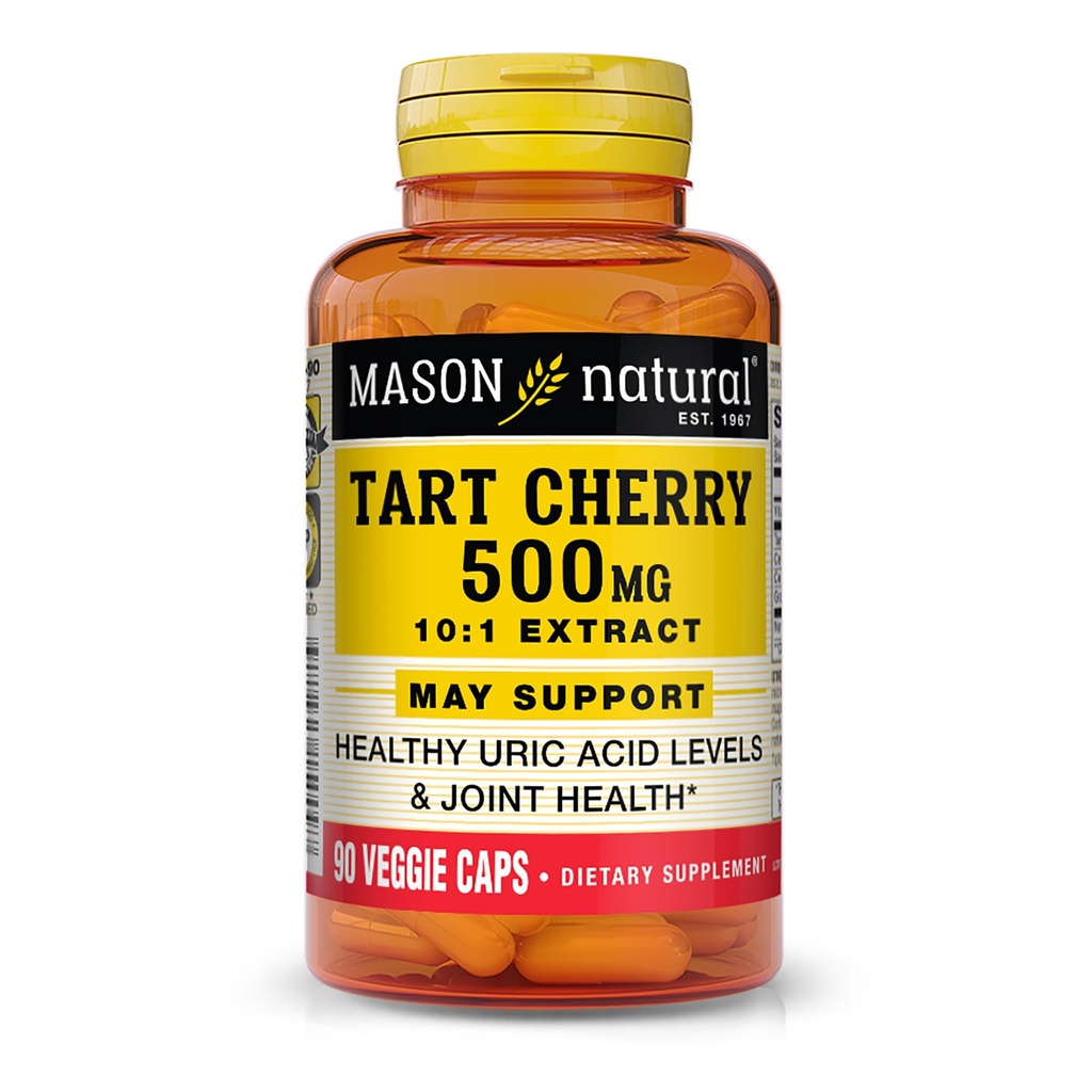MASON NATURAL Tart Cherry 500 mg 10:1 Extrakt Veggie Caps - Unterstützt gesunde Uric Acid Levels & Joint Health*, 90 Kapseln