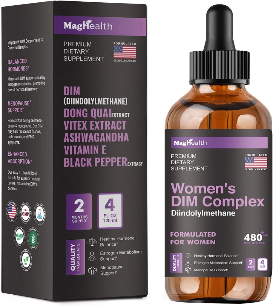 DIM-Ergänzung | mit Ashwagandha, Dong Quai, Vitex-Extrakte, 200mg Diindolylmethan - Hormonbilanz, Menopause-Ergänzungen - PMS & Antioxidans-Unterstützung - Frauen und Männer | 60 Tage Versorgung