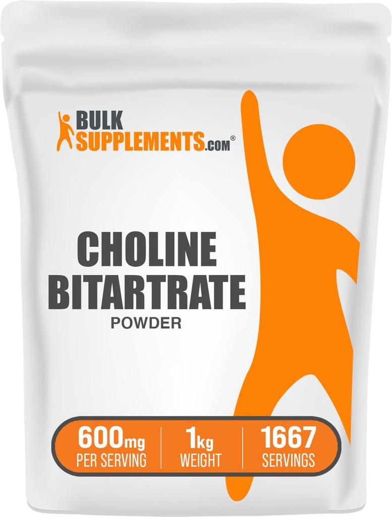 BulkSupplements.com Choline Bitartrate Powder - Choline Supplements - Unflavored & Glutenfrei, 600mg pro Servierung, 1kg (2.2 lbs) (Pack von 1)