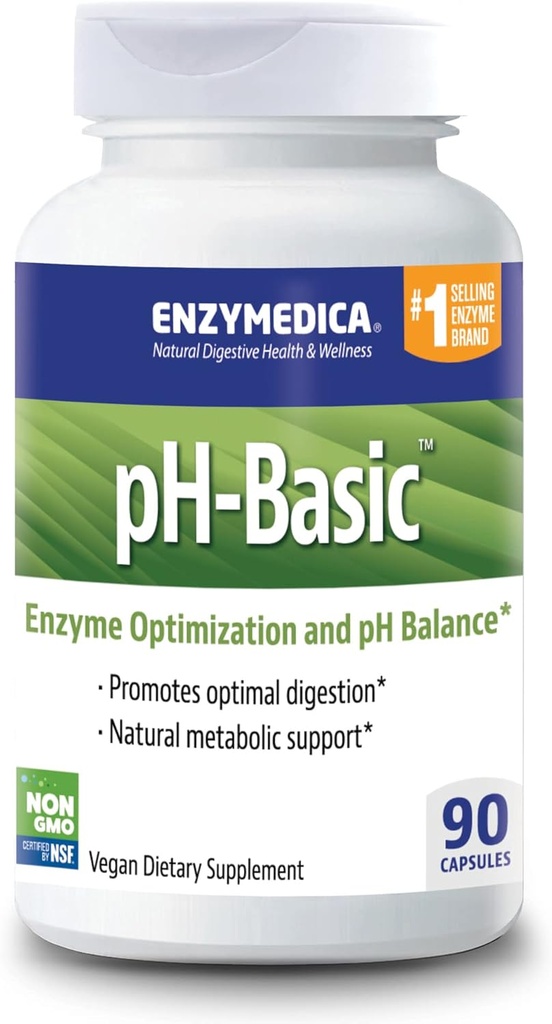 Enzymedica, pH-Basic, comprend enzymes digestives, nutriments et herbes, soutient la digestion saine et l'équilibre du pH, 90 Compte - FFP