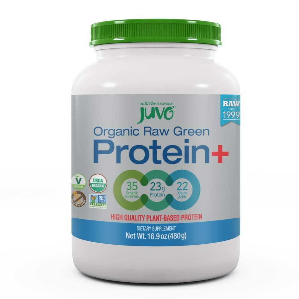 Juvo Raw Green Protein Organic, Vegan, Glutenfrei, Non-GMO, Kosher, No Stevia, 23g Protein, Complete Amino Acid Profile, 16.9 Unze