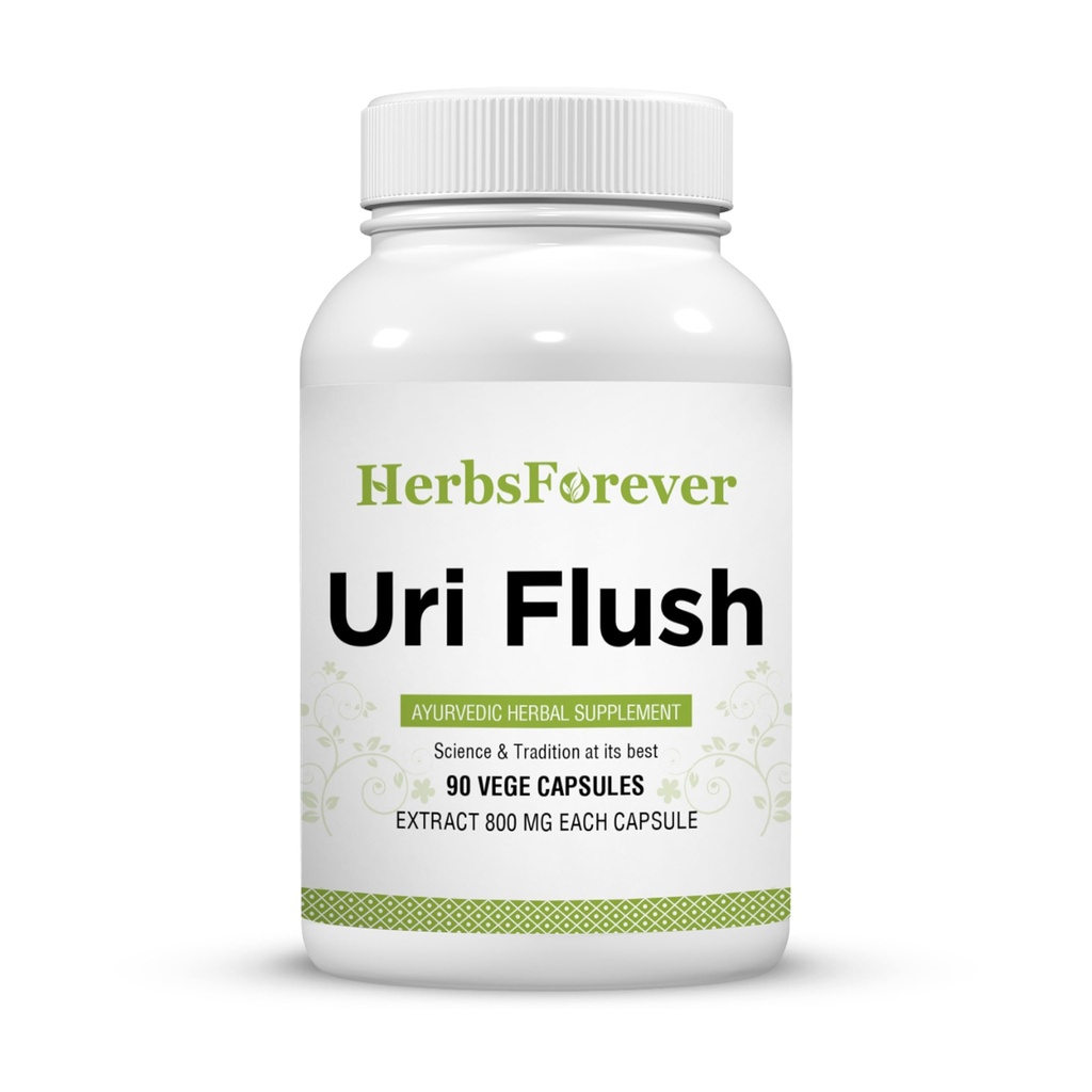Herbsforever Uri-Flush Kapseln Ayurvedic Kräuterergänzung Unterstützung Gesunde Nierenfunktion und Urinary Tract Funktion 90 Vege Kapseln 800 Mg Jede