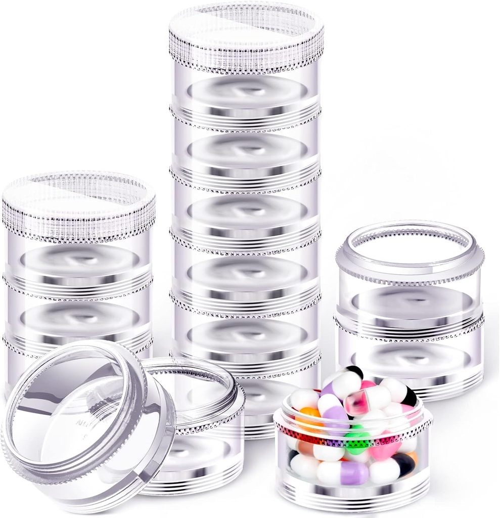 Sieral 2 Pack 7 giorni organizzatori di plutonio Stackable caso organizzatore di pedaggio arrotondato supplemento settimanali vitamine singoli contenitori di stoccaggio scatole Dispenser titolare con coperchi per la medicina di viaggio, chiaro