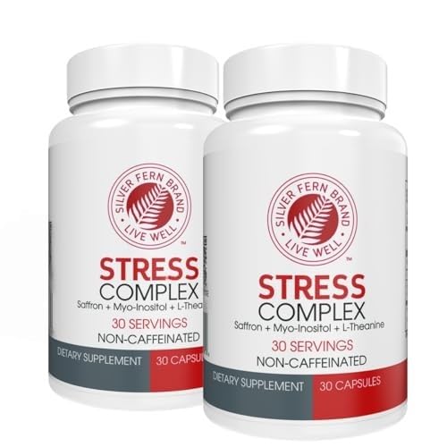Silver Fern Stress Complex Supplement - Ohne Koffein - Schlaf, Mücke, Stimmung &amp; mehr - mit Saffron-Ergänzungen, L-Theanin-Ergänzung, & Myo-Insitol - Natural Stress Relief Supplement (Pack von 2)