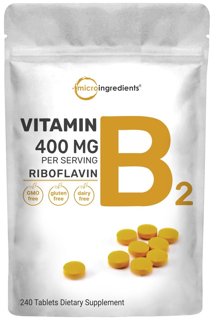 Micro Ingredients Riboflavin Vitamin B2, 400mg pro Servierung, 240 Mini-Tabletten | Essential Vitamin B Supplement | B Vitamine für die Energieproduktion | Einfach zu schlucken, Non-GMO