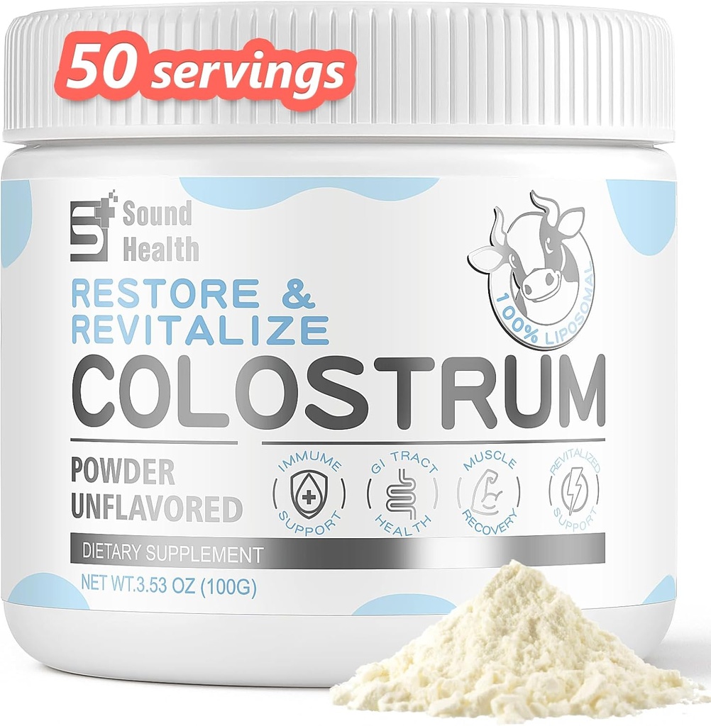 Colostrum Supplement Pulver für Menschen - Bio-Brand Colostrum Supplement für Gut Gesundheit, Haarwachstum, Schönheit und Immununterstützung - Entflammt (50 Servierungen)