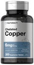 Horbäach Supplément de cuivre chélaté 6mg , 300 comprimés , Trace minéral essentiel , Végétarien, non-OGM, sans gluten