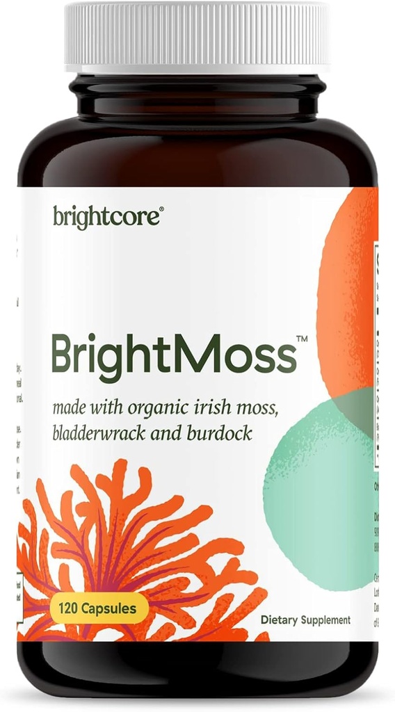 Nutrition - BrightMoss, Irish Sea Moss Capsules, Bio Sea Moss avec Bladderwrack & Burdock Root Capsules, Gut Health & Immmune Support Supplément, 120 Capsules