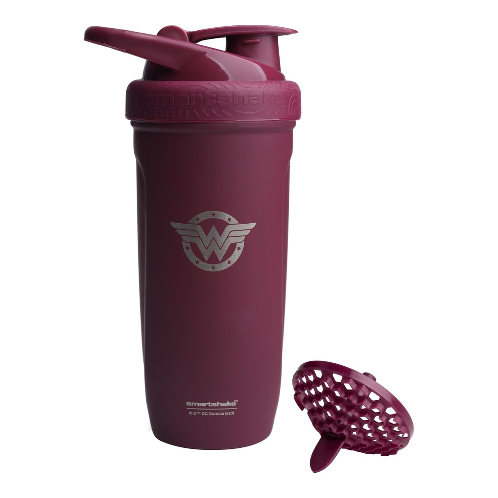 Smartshake DC COMICS Reforce Edelstahl Protein Shaker Bottle 900 ml | 30 oz - Leakproof Screw-on Lid - BPA Free – Unisex - Non Insulated - Wonder Women Logo