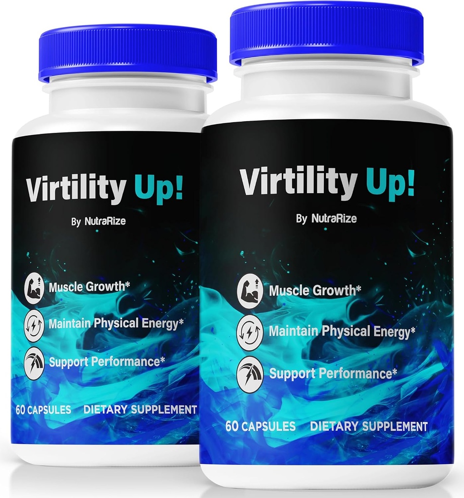 (2 Pack) Pills de Virtilité Up, Virtilité officielle pour les hommes, soutient l'énergie, l'endurance et la performance, tout soutien naturel pour le bien-être général, l'examen des capsules masculines, la formule Premium (120 capsules)