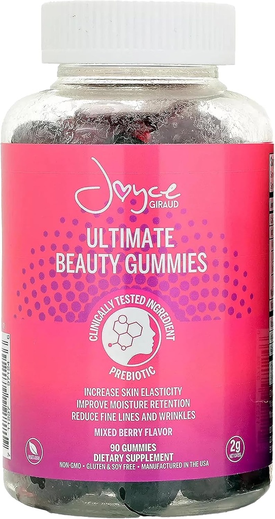 Joyce Giraud Ultimate Beauty Gummies, 30 jours d'approvisionnement, soutient l'hydratation de la peau et la santé de la peau ton, 90 Gummies