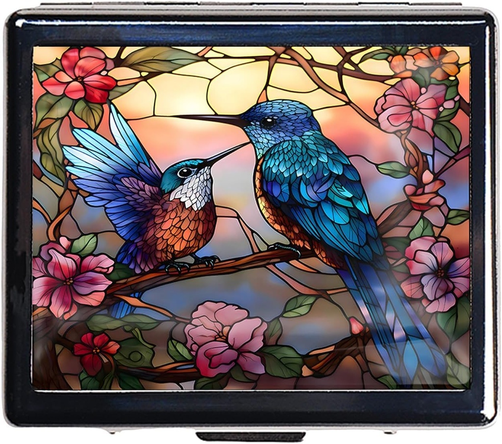 7 giorni Chromed Shiny Silver Pill Organizer con Specchio dentro ha 8 scomparti separati Rectangle 7 giorni Pill Box Pill Case (Humming Birds)