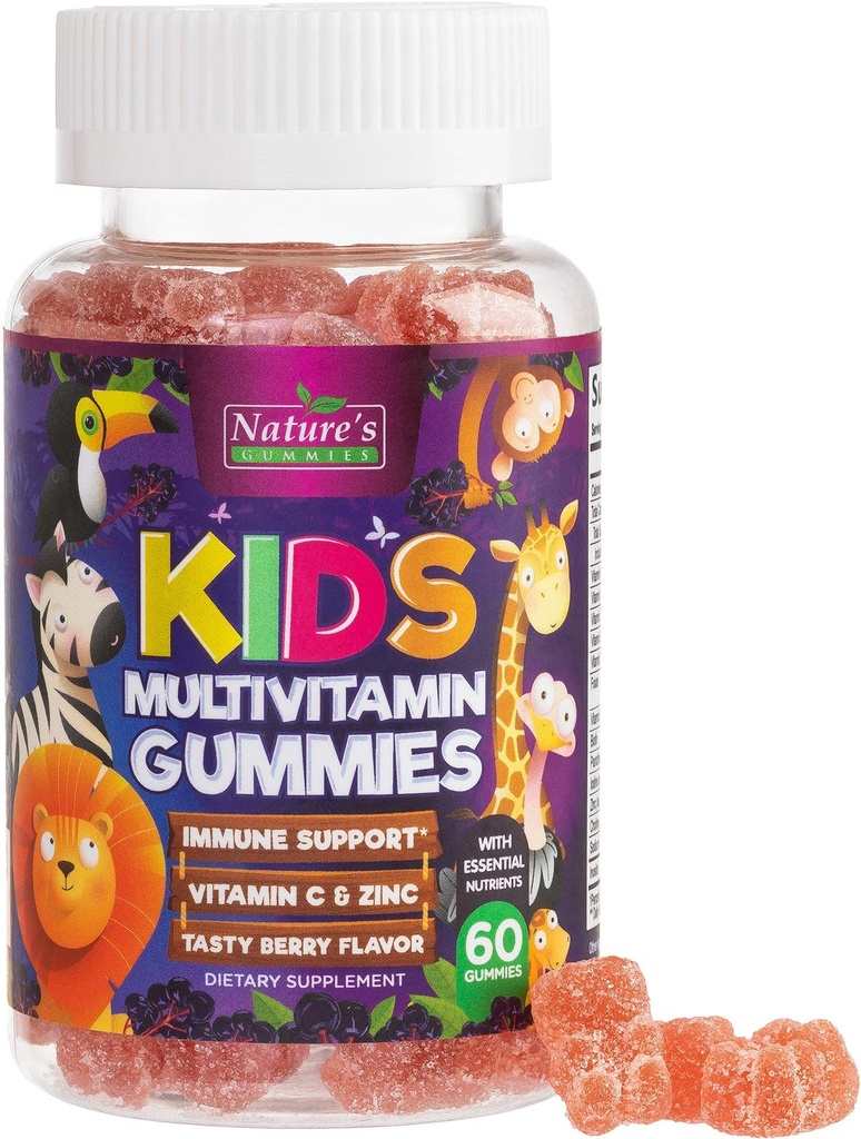 Multivitamin für Kinder - Komplette tägliche Kinder Multi Vitamin Gummis mit Vitamin D, B Vitamine, Zink &amp; Mehr - Energie, Memory Focus & Immune Health Support - Natürliche Berry Flavor Chew - 60 Gummis