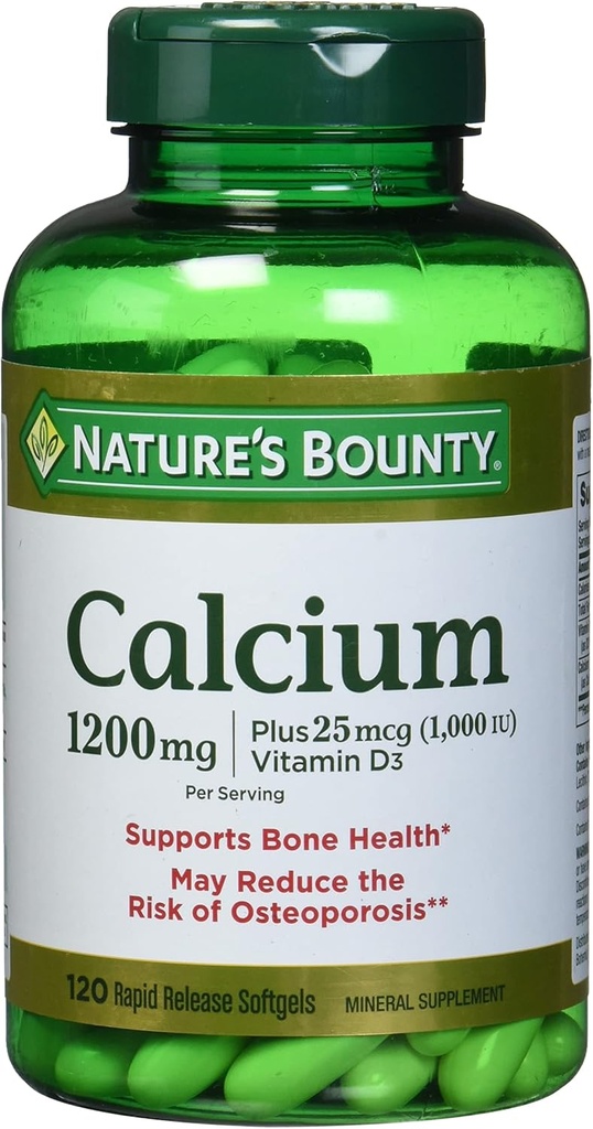 Nature's Bounty Calcium Absorbable 1200 mg mit Vitamin D Flüssigkeit gefüllt, 120 Count
