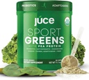 Juce SG7 Sport Greens Powder Supplement | Organic Plant Based Protein | Green Juice Powder | Probiotics | Pilze | Mixed Berry Flavor | 30 Servis | By Terra Kai Organics