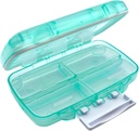EZY DOSE Humidité-Proof Pill Case, planificateur de médicaments, boîte d'organisateur de vitamines, voyage-friendly, fermeture latch-pour sécuriser le contenu, 7 compartiments individuels de tailles multiples avec joint serré, moyen, vert