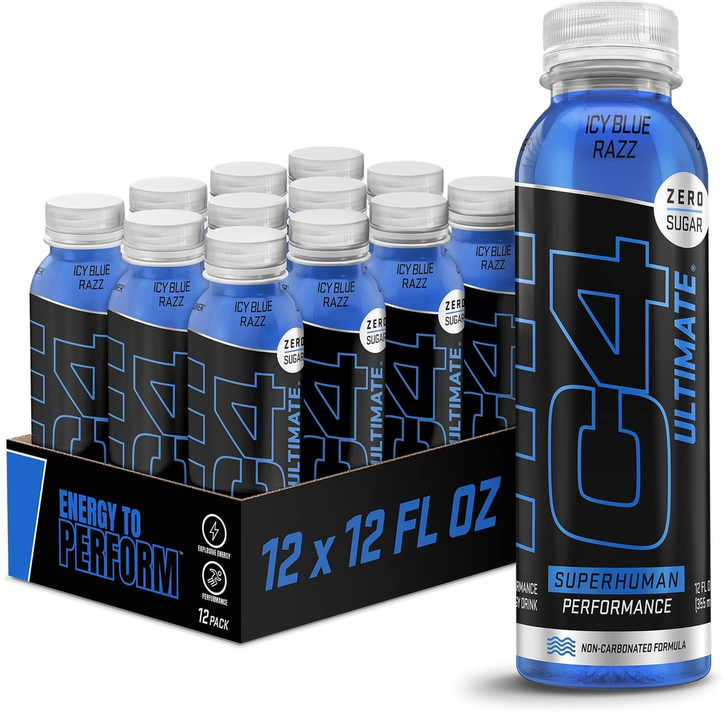 Cellucor C4 Ultimate Non-Carbonated Zero Sugar Energy Drink, Pre Workout Drink + Beta Alanine, 12 Fl Oz (paquet de 12)