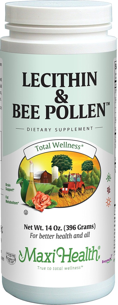 Maxi Health Lecithin & Bee Pollen - Unterstützung für Gehirn, Energie und Verdauung - 14 Oz Powder - Kosher