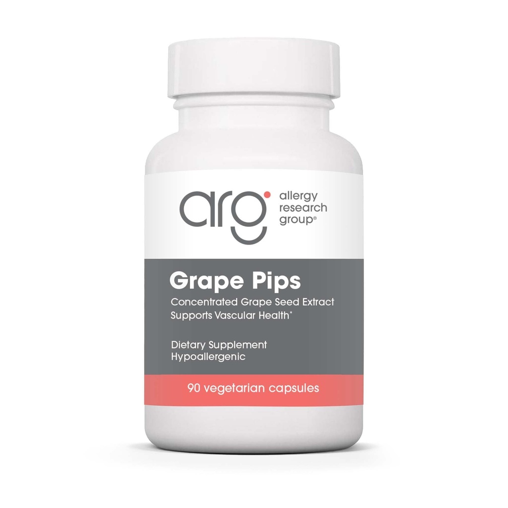 Allergy Research Group Grape Pips - Grape Seed Extract, Proanthocyanidine, Polyphenole, Kräuterergänzung, Bio, 300mg Kapseln - 90 Count