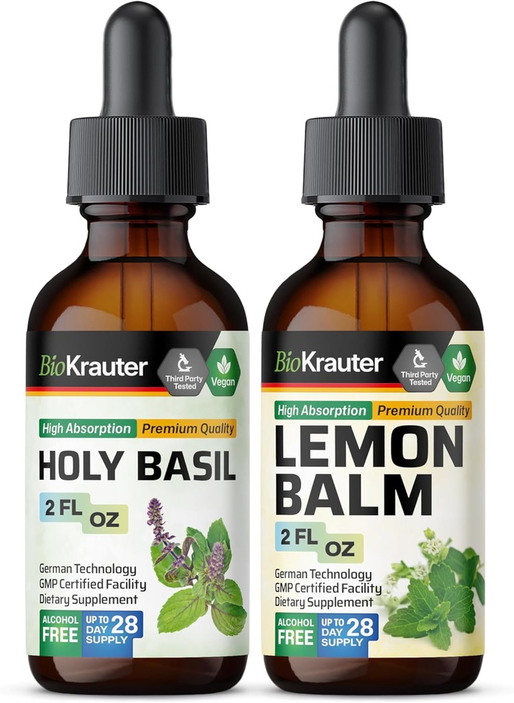 BIO KRAUTER Santo Basilio Tincture 2 Fl. Oz. & Lemon Balm Tincture 2 Fl. Oz.