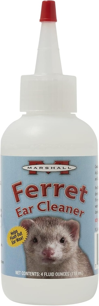 Marshall Ferret Solution de nettoyage de l'oreille – 4 oz – Formule douce pour éliminer la dirt et la cire – Contient Eucalyptol pour soutenir la peau saine de l'oreille – Pas de swabs nécessaires