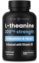 NutraChamps L-Theanine 200mg Capsules -L-Theanine L-Liquid avec Vitamine D3, Huile de noix de coco biologique Supporte Mood, Focus, Stress Relief, pour Enfants et Adultes - 120 Capsules Vegan