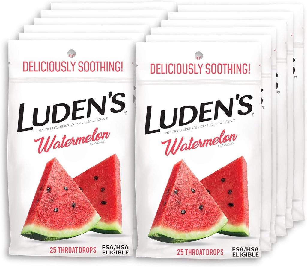 Ludens Wassermelone Throat Drops, Sore Throat Relief, 25 Count (Pack von 12)