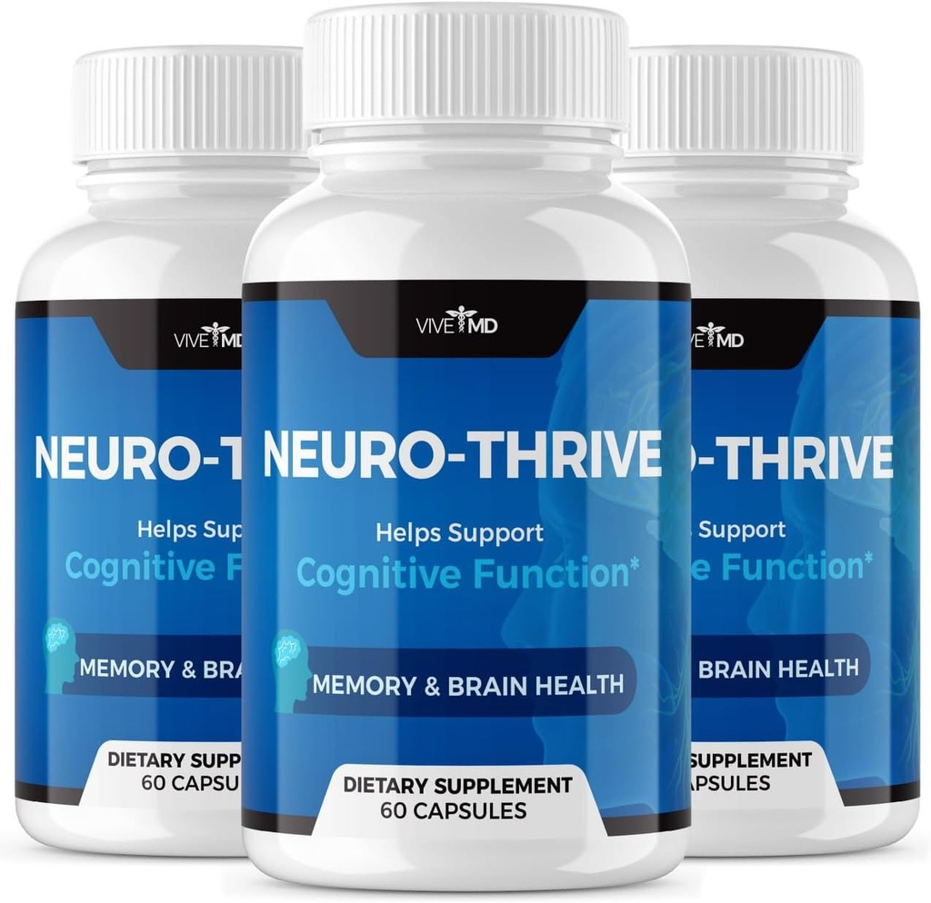Vive MD Neuro Thrive Brain Supplement - Official Formula - Neuro Thrive PQQ, Neuro Thrive, Extra Strength with Ginkgo Biloba Extract, Sibirische Ginseng Extract - (3 Pack)