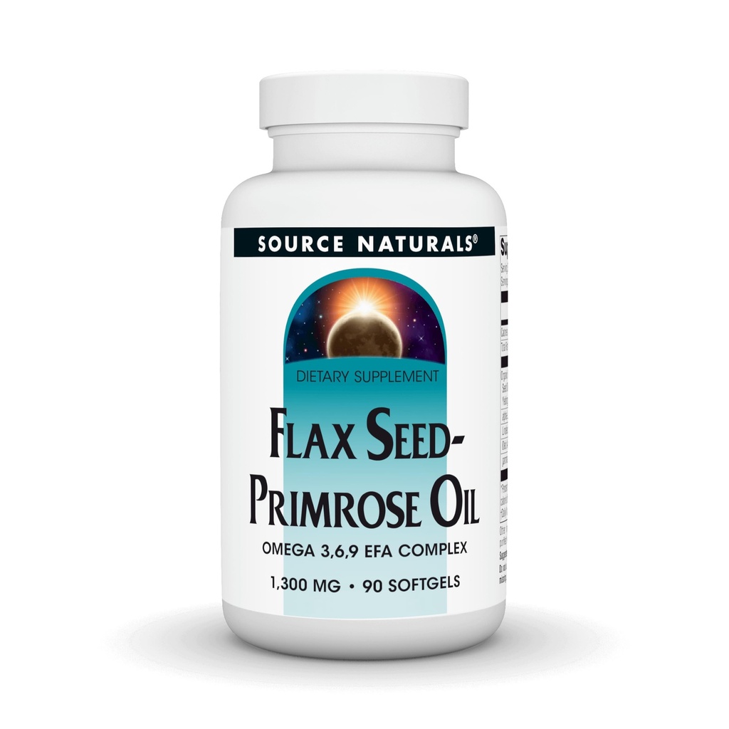 Fonte Naturals Flax Seed-Primrose olio, Omega 3,6,9 Complesso EFA, 1300mg - 90 Softgels