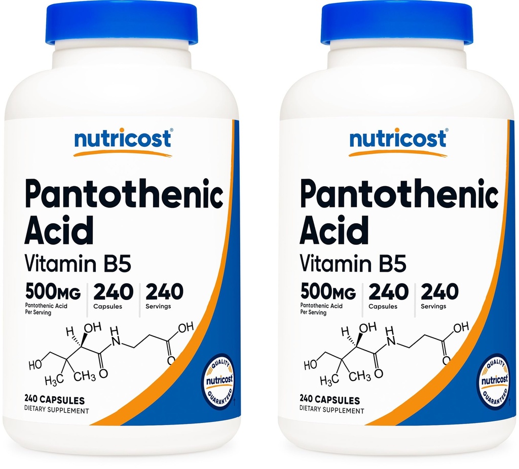 Nutricost Pantothensäure (Vitamin B5) 500mg, 240 Kapseln (2 Flaschen)