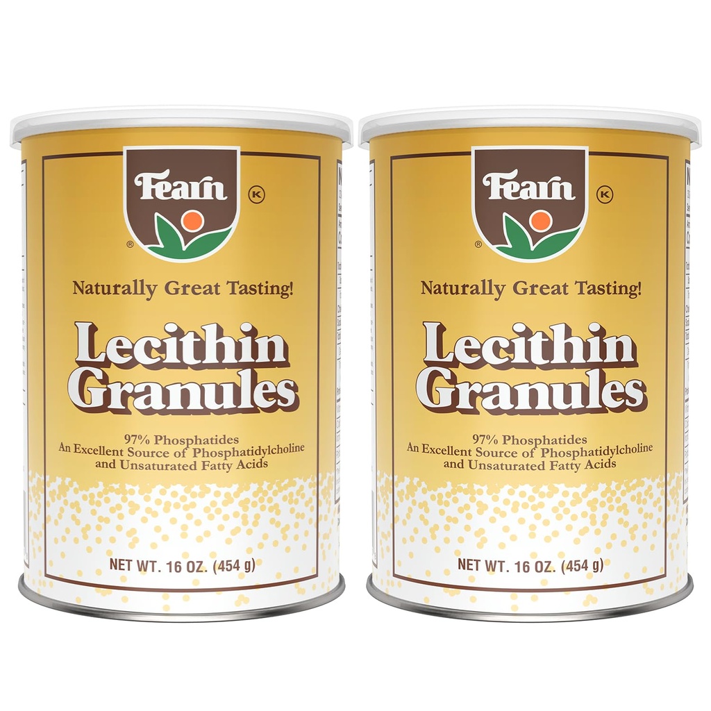 Fearn Natural Foods Soy Lecithin Granules – Fat Emulsifier mit essentiellen Nährstoffen für Gesundheit, verbessert Textur von Kuchen, Brote & DIY Gummies, 16 Oz (Pack von 2)