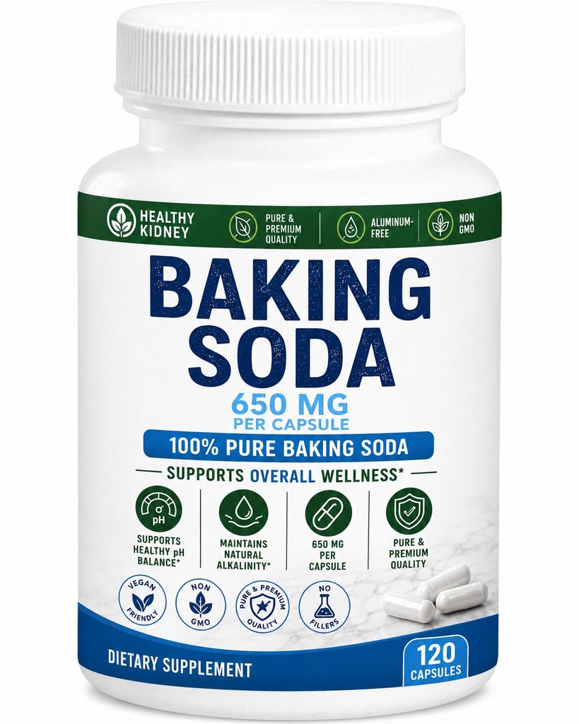 Soda di cottura naturale capsule - 650mg compresse di soda di cottura per l'acido rene & stomach - pillole di bicarbonato di sodio, bicarbonato di Soda, Bicarbonato de Sodio para Tomar, bicarbonato di sodio 650 mg compresse