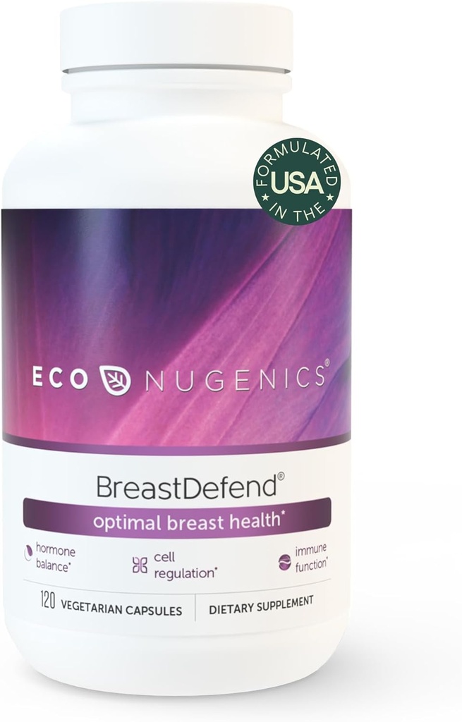 Integratore DIM di EcoNugenics BreastDefend per sostenere la salute ottimale del seno per le donne, l'equilibrio dell'ormone dell'estrogeno, il supporto immunitario – Curcumina di curcuma, Reishi & Turchia Funghi di coda – 120 capsule