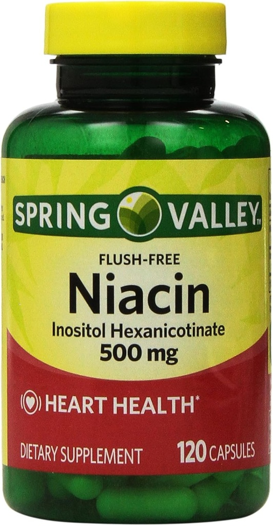 Spring Valley - Flush Free Niacin (B-3) 500 mg, 240 Kapseln (2 Flaschen von 120)