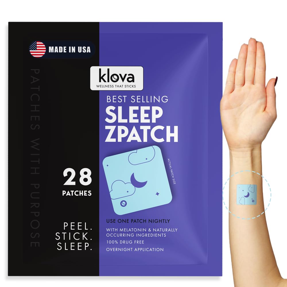 Klova ZSleep Patches für Erwachsene | Natürliche Schlafhilfe mit Melatonin, Ashwagandha, Valerian, GABA & L-Theanine | Fall Asleep Faster, Bleiben Sie schlafen länger und Wake Up Refreshed | 28 Sleep Patches