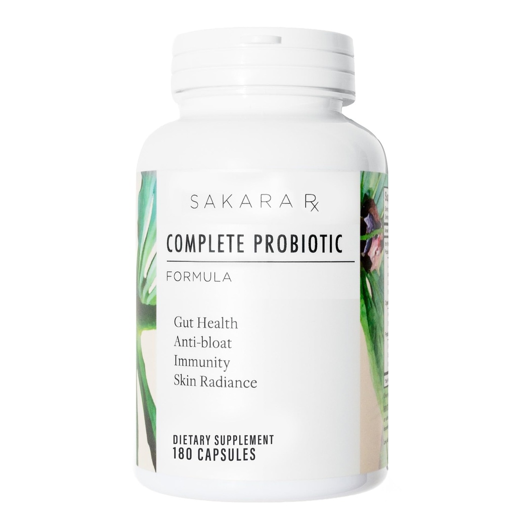 Sakara Complete Probiotic - Präbiotika und Probiotika für Frauen Verdauungsergänzungsmittel, unterstützt Bloating, Immunsystem & Skin Radiance, Gut Health für Frauen mit 3 Billion CFU's - 180 Kapseln