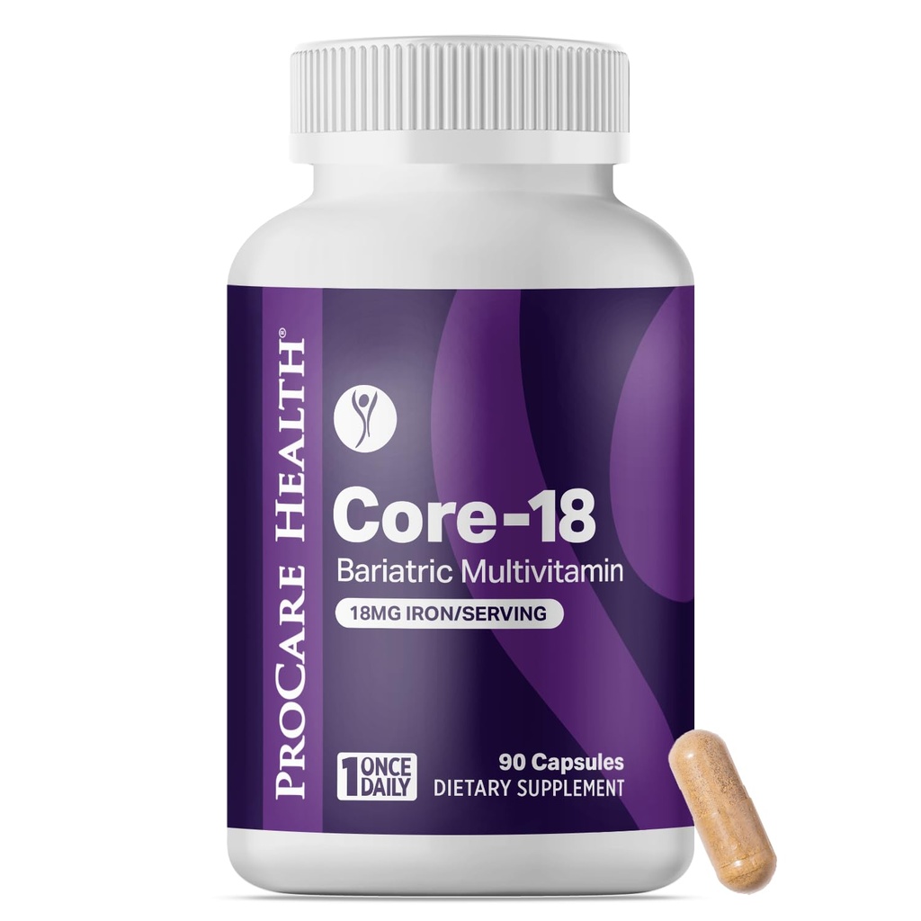 ProCare Health Bariatric Multivitamin mit Eisen 18mg (03 Month Supply) - post-Op Bariatric Vitamine für Magen Bypass Bariatric Chirurgie Patienten, unterstützt Erholung (90 Einfache bis Schluckkapseln)