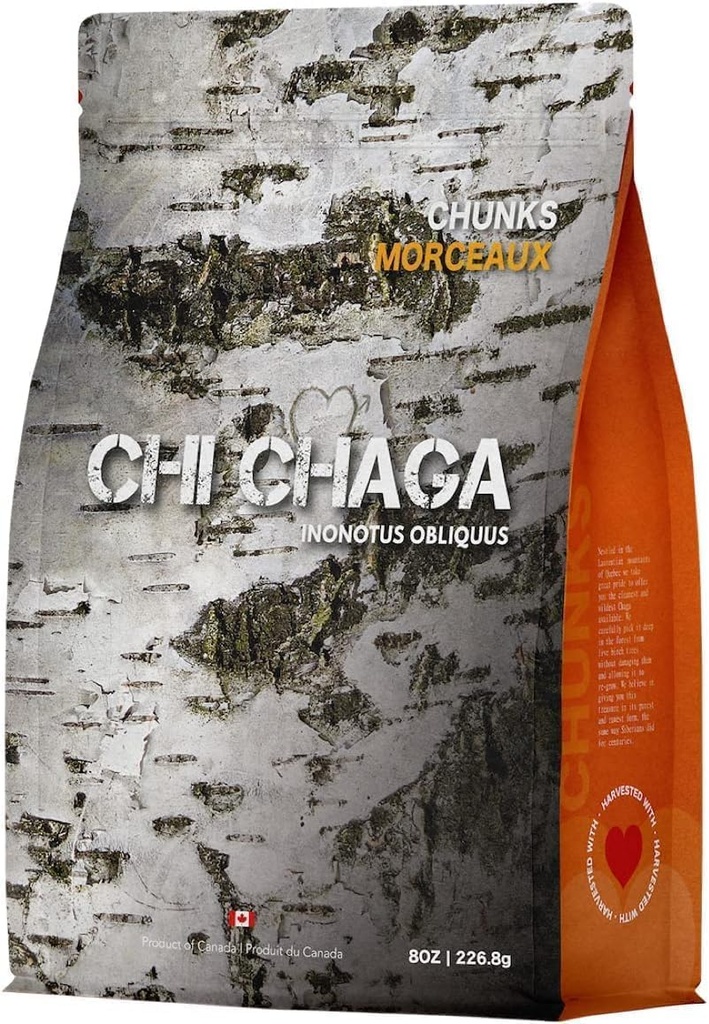 Premium Organic Chaga Mushroom Chunks - 8 once di autentico 100% Wild Harvested Canadian Chaga Tea - Superfood