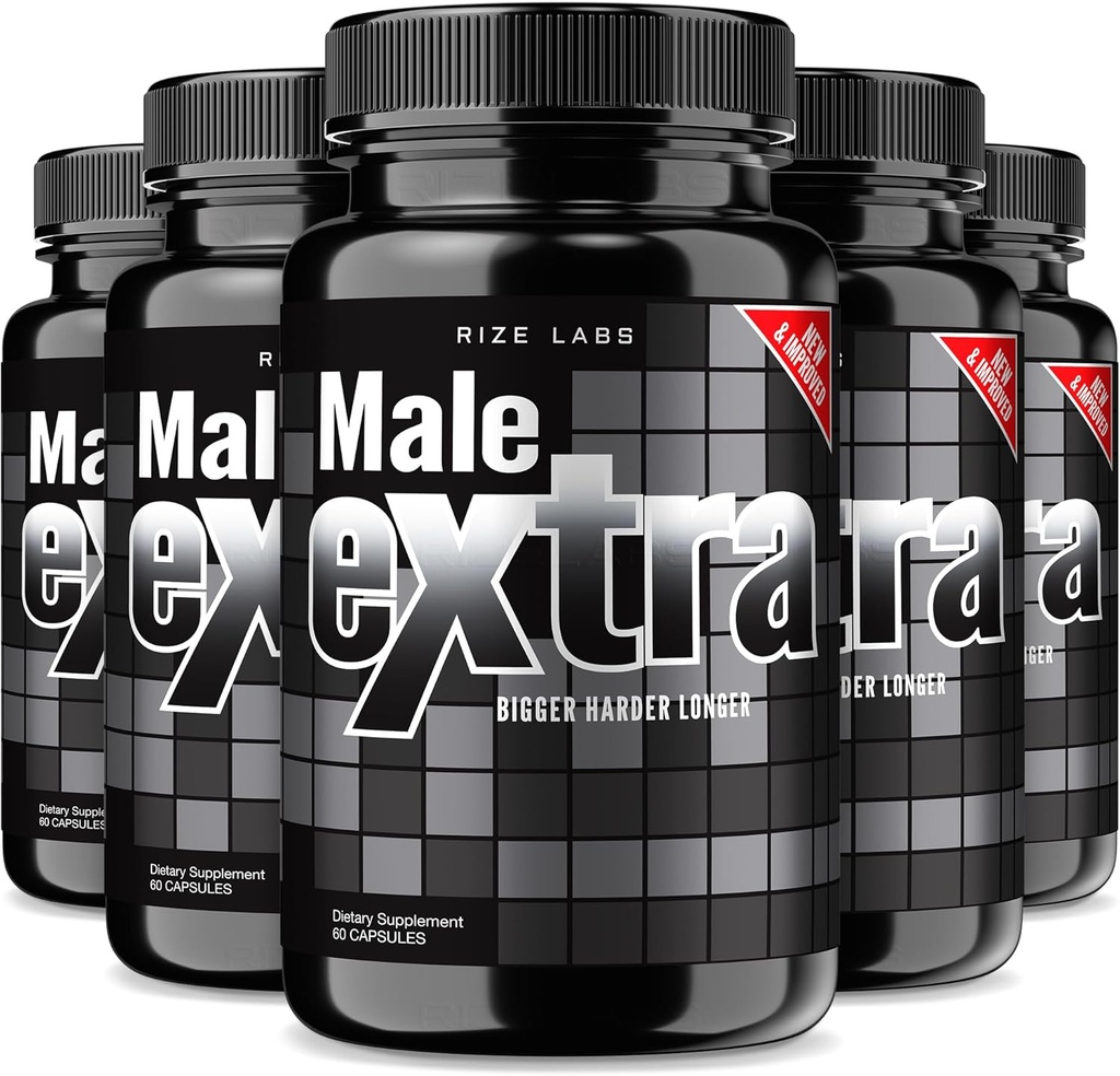 rize labs - Maschio Extra Capsule - Supplemento prestazioni per gli uomini, Supporto per la massima resistenza, Ultra Pure Pills, Non-GMO Vegan Supplemento Advanced Formula (300 capsule)