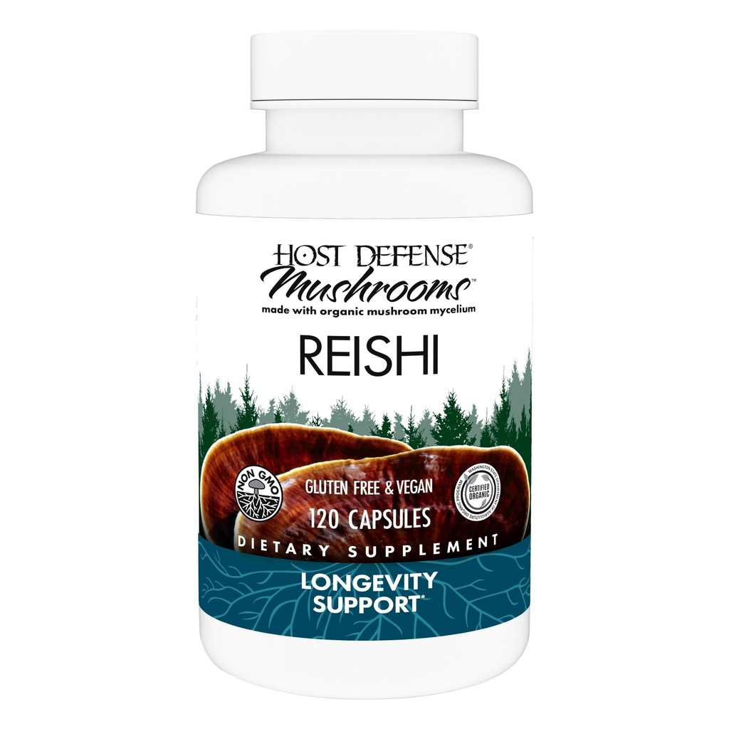Host Defense Reishi Capsules - Supplément de soutien cardiaque et immunitaire - Supplément de champignons pour soutenir l'énergie et la vitalité - Supplément de Reishi pour aider le bien-être général - 120 capsules (60 portions)*