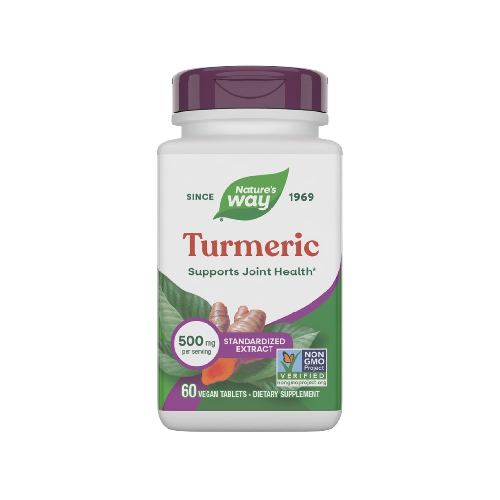 Nature's Way Turmeric, Premium Extract, Unterstützt Joint Health*, Standardisiert auf 95% Curcuminoids, 500 mg Servieren, Non-GMO Project Verified Supplements, 60 Tabletten (Packaging May Vary)