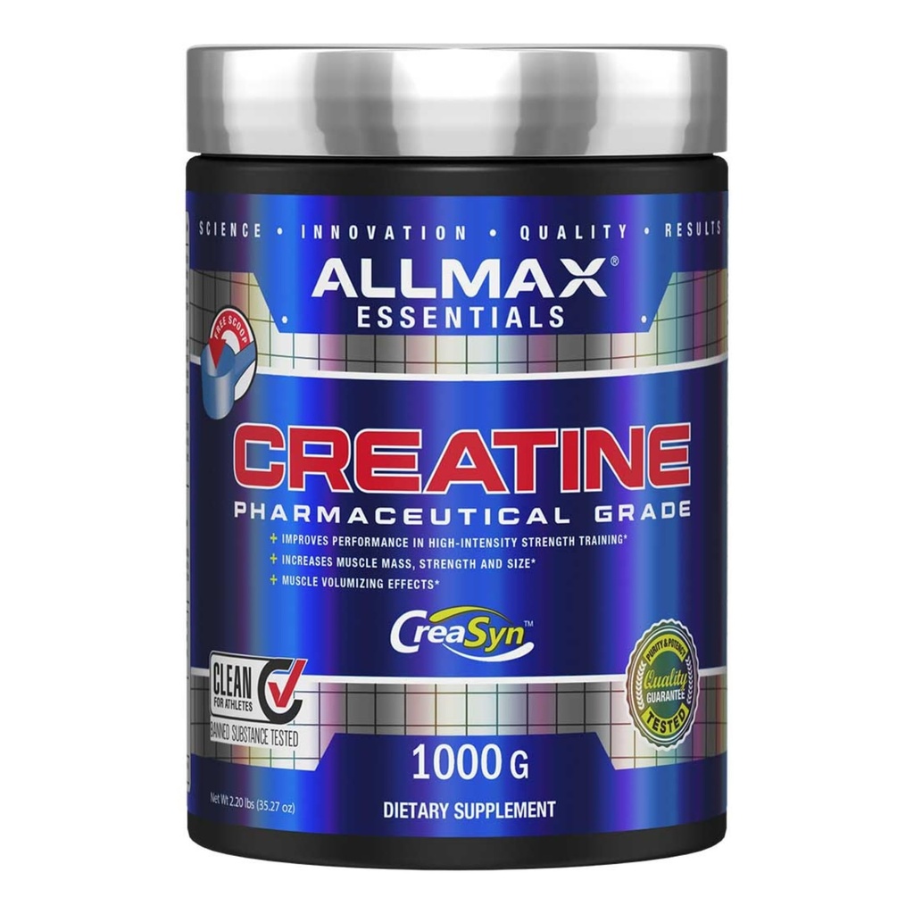ALLMAX Essentials CREATINE - 1000 g Pulver - Verbessert Leistungs- und Trainingsintensität - Vegan & Glutenfrei - 200 Portionen