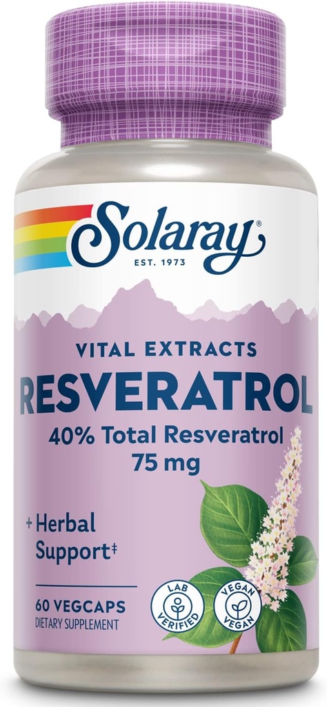 SOLARAY garantierte Potency Resveratrol, Veg Cap (Btl-Plastic) 75mg | 60ct