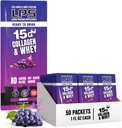 LPS Liquid Collagen & Whey Protein Supplement - Non OGM Drink, Sugar-Free - Promuove la pelle sana & capelli per gli uomini e le donne, l'uva, la singola dose (50 pacchetti)