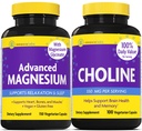 InnovixLabs Choline & Magnesio Bundle Choline Bitartrate 550 mg (100 capsule) Magnesio avanzato (150 capsule). Supporta la memoria, l'umore, la salute del cervello & Boost cognitivo.*