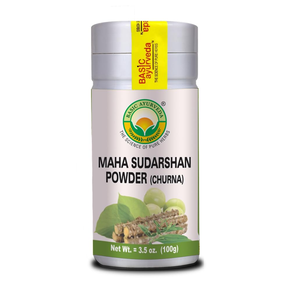 BASIC AYURVEDA Maha Sudarshan Powder | 3.53 Oz (100g) | Integratore ayurvedico organico e naturale | Booster sistema immunitario & digestione sana