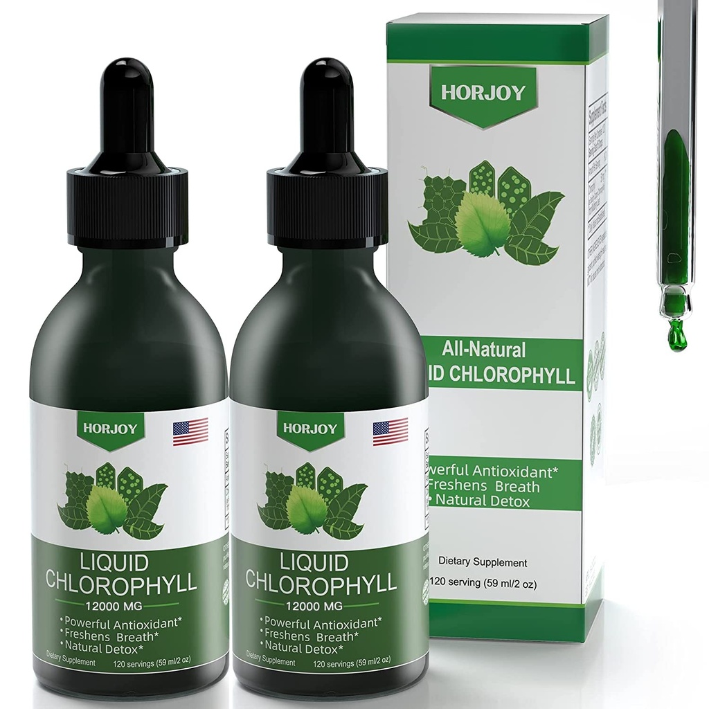 Gocce liquide di clorofilla - 100% energia naturale Booster e supporto immunitario - Deodorante interno e disintossicazione - Altitudine Malattia Rilievo - Assorbimento veloce, Vegan & Non-GMO - 120 Serve (Pacchetto di 2)